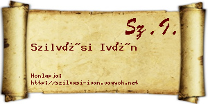 Szilvási Iván névjegykártya