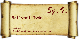 Szilvási Iván névjegykártya